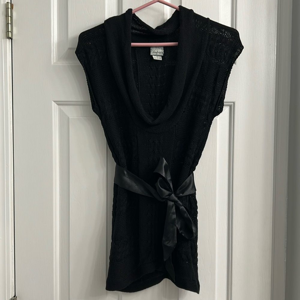 DAYTRIP Satin Bow Cowl Neck Sweater